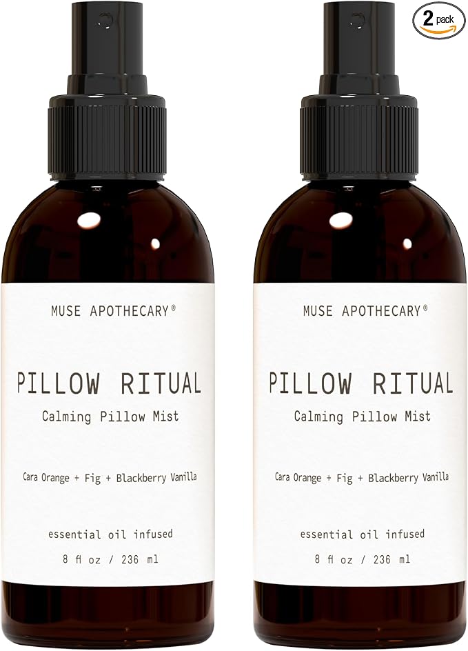 Muse Apothecary Pillow Ritual - Aromatic, Calming and Relaxing Pillow Mist, Linen and Fabric Spray - Infused with Aromatherapy Essential Oils - 8 oz, Cara Orange + Fig + Blackberry Vanilla, 2 Pack