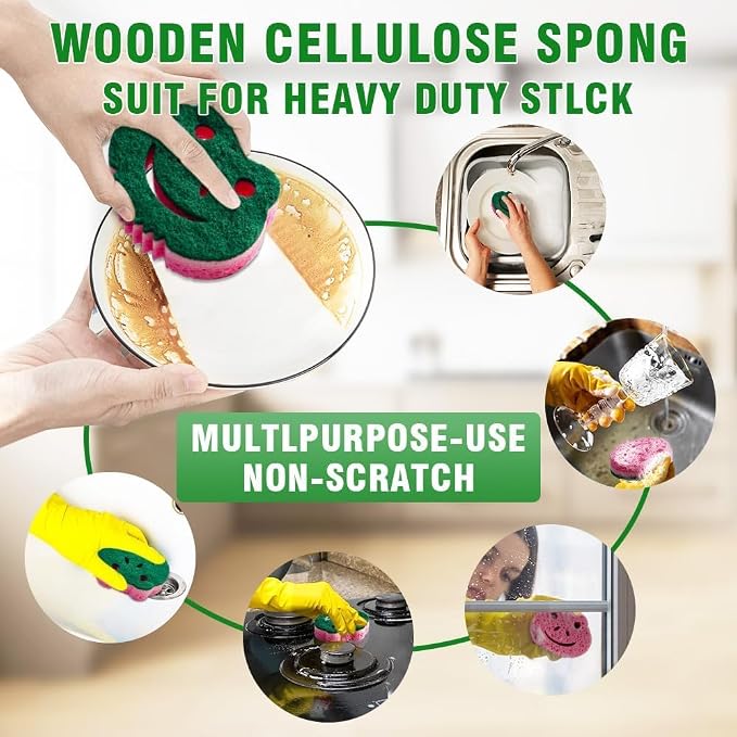 12 Pack Scrub Sponge,Dual-Sided Multi-Functional Premium Cleaning Sponges,Dishwashing Sponge for Heavy Duty Scouring Pads,Bathroom,Dish,Furniture,Kitchen