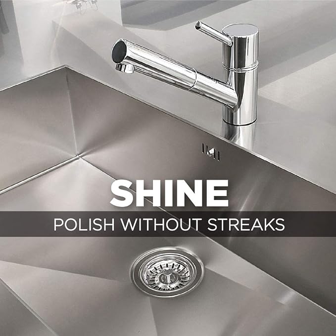 Weiman Stainless Steel Sink and Cookware Cleaner and Polish with Microfiber Cloth - 8 Ounce