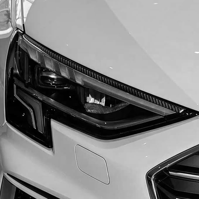 Fit for Audi A3 8Y S3 2021-2025 Real Carbon Fiber Headlight Stickers | Trim Headlight Eyelids Eyebrows Decorations | Accessories | Self-adhesive | Thick Overlay