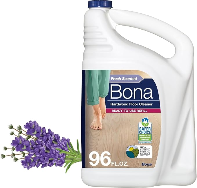 Bona Hardwood Floor Cleaner Refill - 96 fl oz - Lavender Thyme Scent | Residue-Free Floor Cleaning Solution Spray Mop and Spray Bottle Refill - For Wood Floors