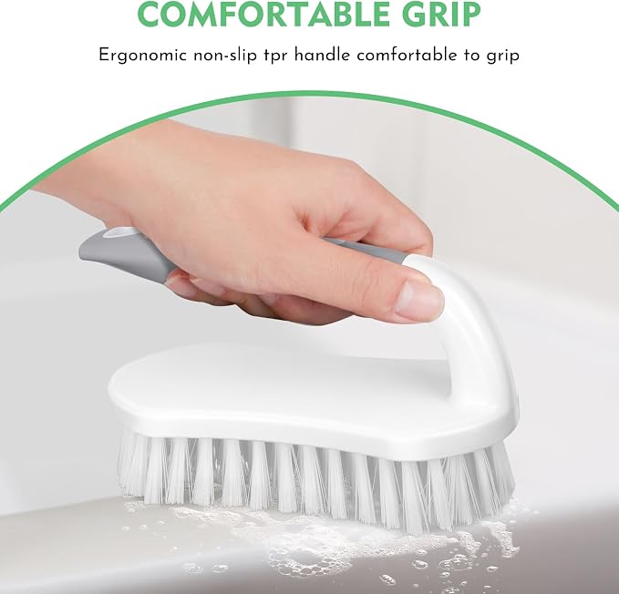 SetSail Scrub Brush, Heavy-Duty Scrub Brushes for Cleaning with Stiff Bristles Cleaning Brush for Shower, Bathroom, Carpet, Kitchen and Bathtub Scrubber - 2 Pack | Durable Bristles Ergonomic Non-Slip Tpr Grip. U-Style Hanging Loop for Storage. Use for ...