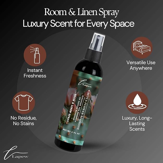 Lapew Room & Linen Spray | Fragrance Mist for Home, Car & Office | Fabric & Air Freshener | Neutralizing Mist | Made in USA | Cactus Flower Blossom