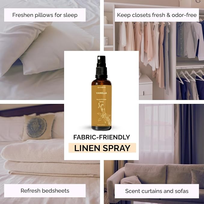 Vanilla Air Freshener Spray for Room, Linen & Pillow 100ml by Aromafume | Made with Pure Vanilla Essential Oil | Aromatherapy Spray to Comfort and Unwind | Mist for Bedding, Fabrics