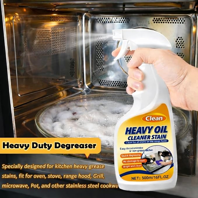 Heavy-Duty Degreaser, Stainless Steel Cleaner, Kitchen Appliances Cleaning Spray Remove Oil Dirt, Grime, and Grease for Oven, Microwave, stove top Cleaning Heavy Oil Stain Remover -16Fl.Oz