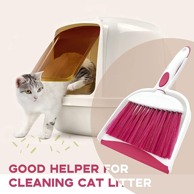 Small Broom and Dustpan Set, Small Dustpan and Brush Set, Mini Dust pan and Brush, Hand Broom and dust pan, Mini dustpans are Ideal for Cleaning Little Areas Like desks, Kitchens, pet Rooms. (2 Set)