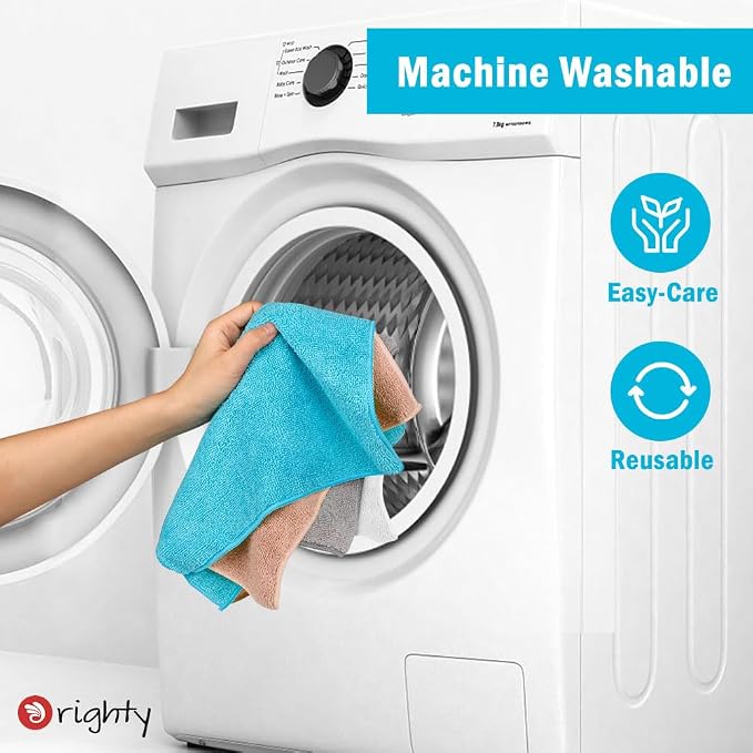 Orighty Microfiber Cleaning Cloth, Cleaning Rags, 12 Pack, 12x11 in, Black | Microfiber Towels for Cars, Soft Highly Absorbent Rag, Lint Free Cloths for Car Care, House, Kitchen