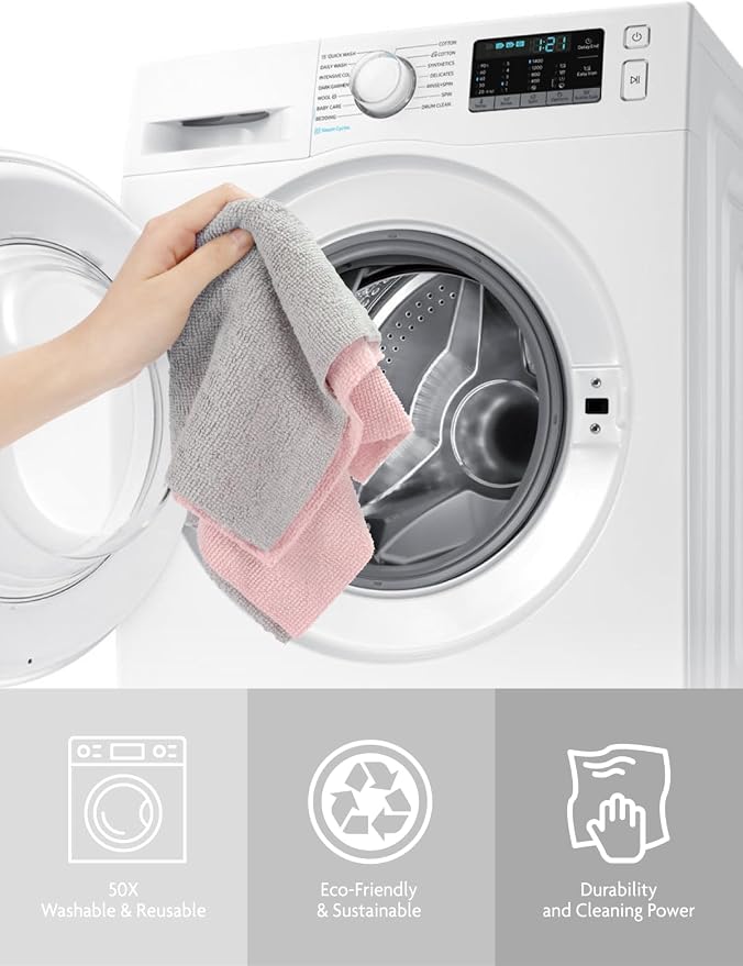 Fantasticlean Microfiber Cleaning Cloth Rolls- 150 Sheets (2 Rolls of Grey) | 12'' by 12'', Super Absorbent, Lint-free, Tear-away Microfiber Towel Roll, for All-Purpose Cleaning