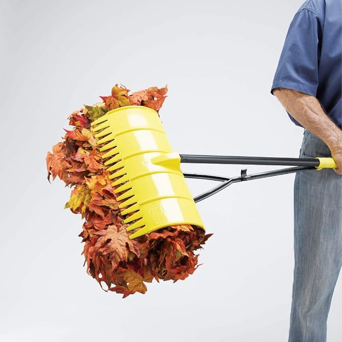 Back Saving Garden Rake ― Leaf Rakes for Gardening ― Leaf Picker Upper ― Heavy Duty Leaves Claw & Rakes Lawns Garden Tool ― Easy Leaf & Grass Grabber Without Bending Over ― Yellow