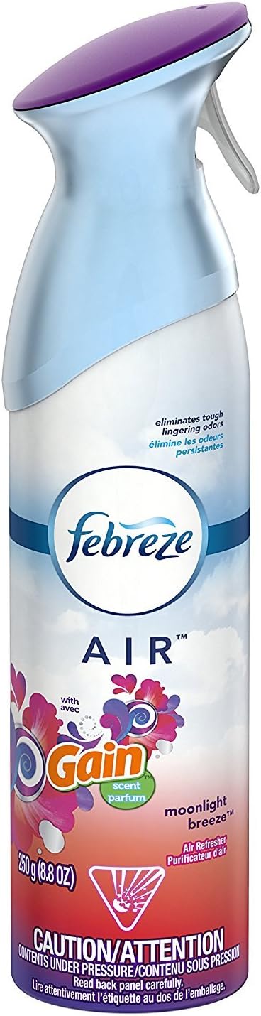Febreze Air Refresher - with Gain Moonlight Breeze Scent - with New OdorClear Technology - Net Wt. 8.8 OZ (250 g) Per Bottle - Pack of 2 Bottles