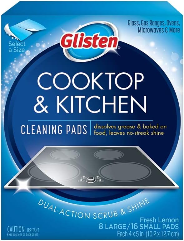 Glisten GC0608T Cooktop & Kitchen Cleaning, 8 Large/16 Small Pads, White