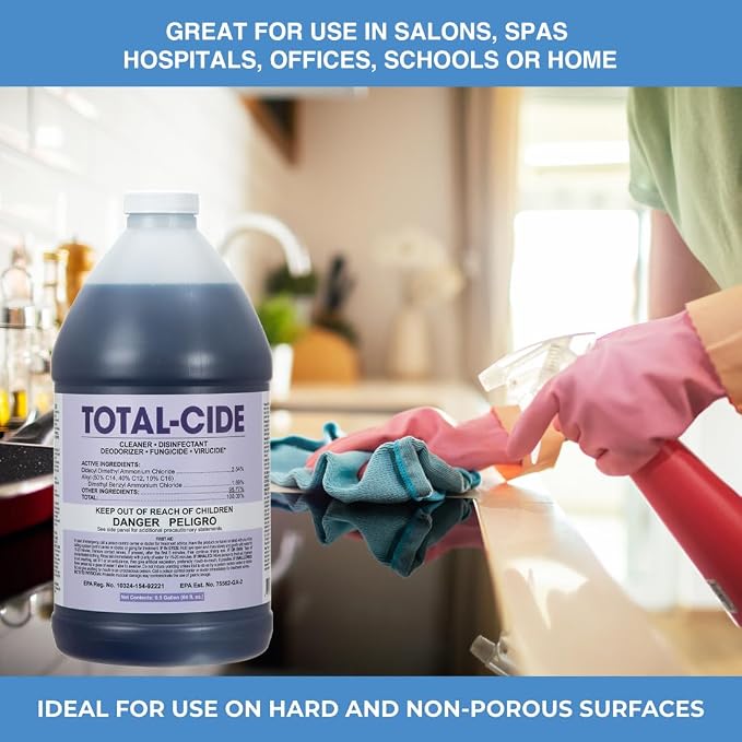 ForPro Total-Cide Disinfectant Solution, 2X Concentrated Formula, Hospital Grade Sanitizer & All Purpose Cleaner, 64 Fl Oz