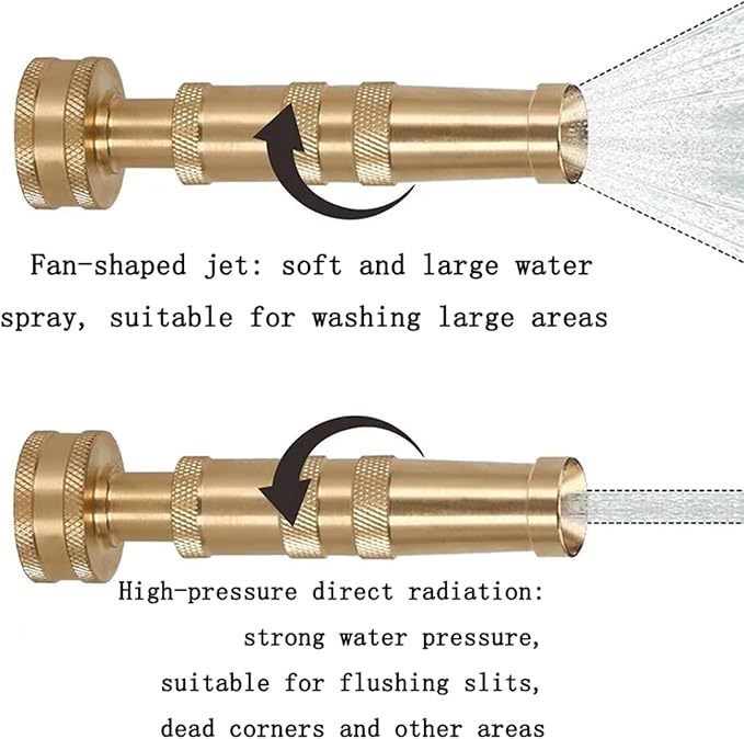 High-Pressure Brass Adjustable Twist Nozzle, Garden Hose Heavy Duty Nozzle Sprayer for Car Washing, Cleaning,Patio, Lawn,2-Pack ﻿