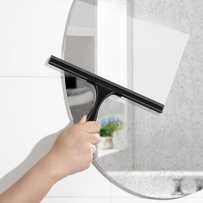 SetSail Shower Squeegee for Glass Doors, 12 Inch, Black | All-Purpose Shower Squeegee for Glass Doors Black Window Squeegee with Hook for Car Window Cleaning