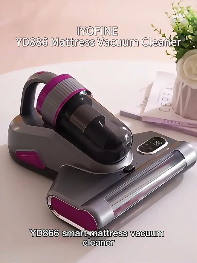 Cordless Mattress Vacuum Cleaner with UV Light Handheld Bed Vacuum with Ultrasonic & Heating Tech, 2 HEPA Filters, Strong Suction for Mattress, Sofa, Carpets, Pet Hair (Red)