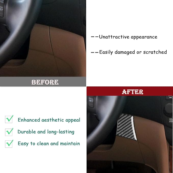 Real Carbon Fiber Trim for Honda Accord Accessories | for 2003 2004 2005 2006 2007，Instrument Panel Right Side Cover，Interior Dash Panel，Thick Overlay Sticker Decal