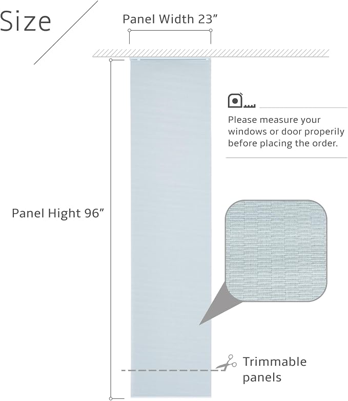 Replacement Fabric Panels for Sliding Glass Door (4-Pack, 23"x96"), Fabric Only, Natural Woven Blind Slats, Trimmable, Sheer, Track & Bottom Rail Not Included,Sliver Gray