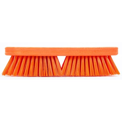 SPARTA Deck Scrub Head, Heavy Duty Brush with Stiff Bristles for Cleaning Outdoors, 10" Long, 6 Count, Orange