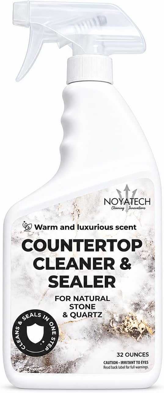 NOYATECH Countertop Cleaner & Sealer – Streak-Free Spray for Granite, Marble & Quartz | Cleans & Protects in One Step | Non-Toxic, No Film