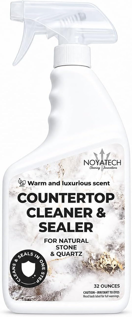NOYATECH Countertop Cleaner & Sealer – Streak-Free Spray for Granite, Marble & Quartz | Cleans & Protects in One Step | Non-Toxic, No Film