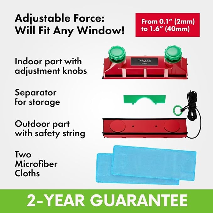 Tyroler The Glider D-4 Magnetic Window Cleaner Tool Fits Windows 0.08"-1.6" | | Double Sided Outside Window Cleaner Tool Fit Windows 0.08"-1.6" Thick | Magnet Window Cleaner Tool, Magnetic Glass Cleaners