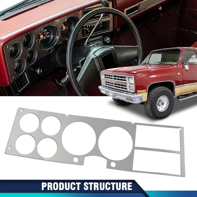 PIT66 Silver Dashboard Dash Bezel Insert Compatible with Chevy/GMC Truck Blazer Suburban Jimmy 1981-1987
