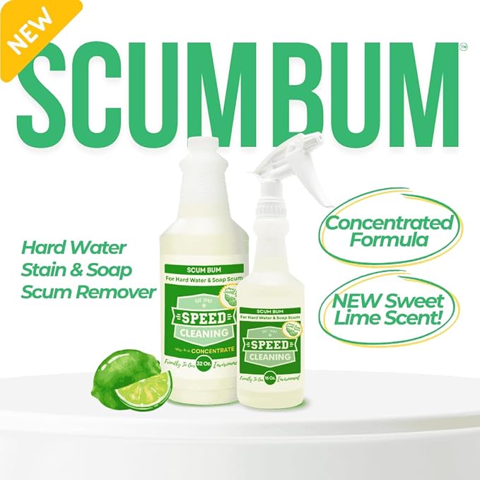 Speed Cleaning Scum Bum Hard Water Remover, Bathroom & Tile Cleaner, Non-Toxic, Biodegradable, Commercial Strength, 16 oz Ready to Use | Cleaning Supplies, Toilet Bowl Cleaners, Shower & Tub Cleaner, Tile Cleaner, Biodegradable, Commercial Strength - 1...