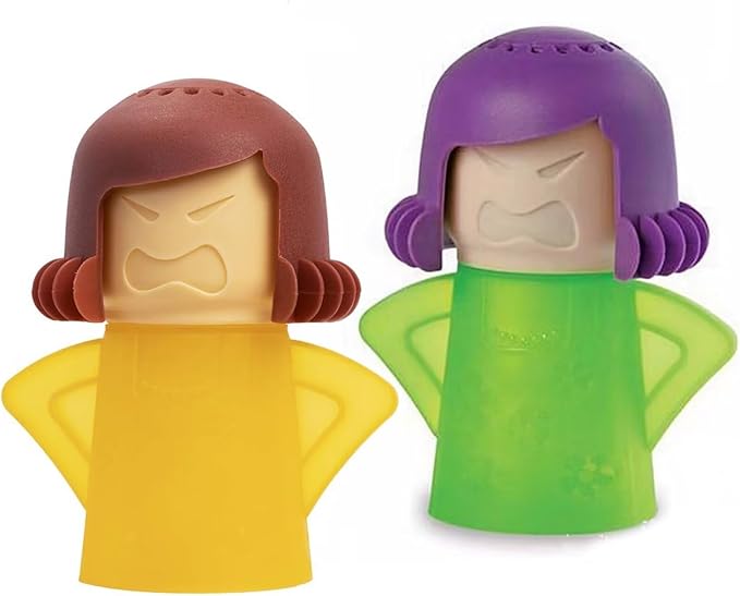 Angry Mama Microwave Oven Stem Cleaner 2 Pcs Mom Steam Cleaner Just Add Vinegar and Water Vapor Fog Steamer Cleaning Equipment Easily Cleans the Crud in Minutes for Home or Office(Green & Yellow)