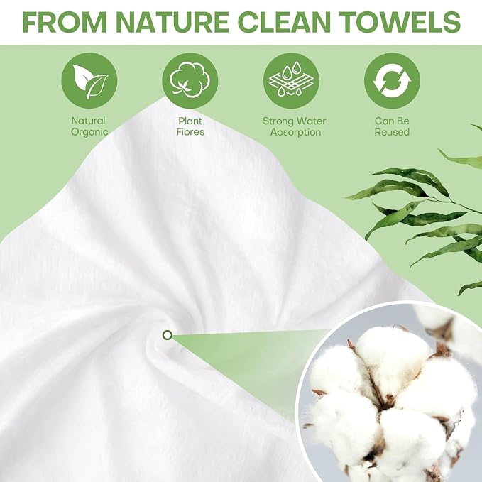 Compressed Towel Tablets 200 Count, Thicken Disposable Face Towel with 2 Carry Cases, Biodegradable & Compact, Cotton Clean Face Towels for Outdoor Camping Hiking Travel Gym BBQ Home