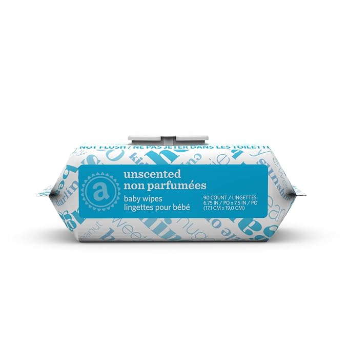 Amazon Elements Baby Wipes, Unscented, Hypoallergenic, Alcohol-Free, With Aloe and Vitamin E, 270 Count, Flip-Top Packs