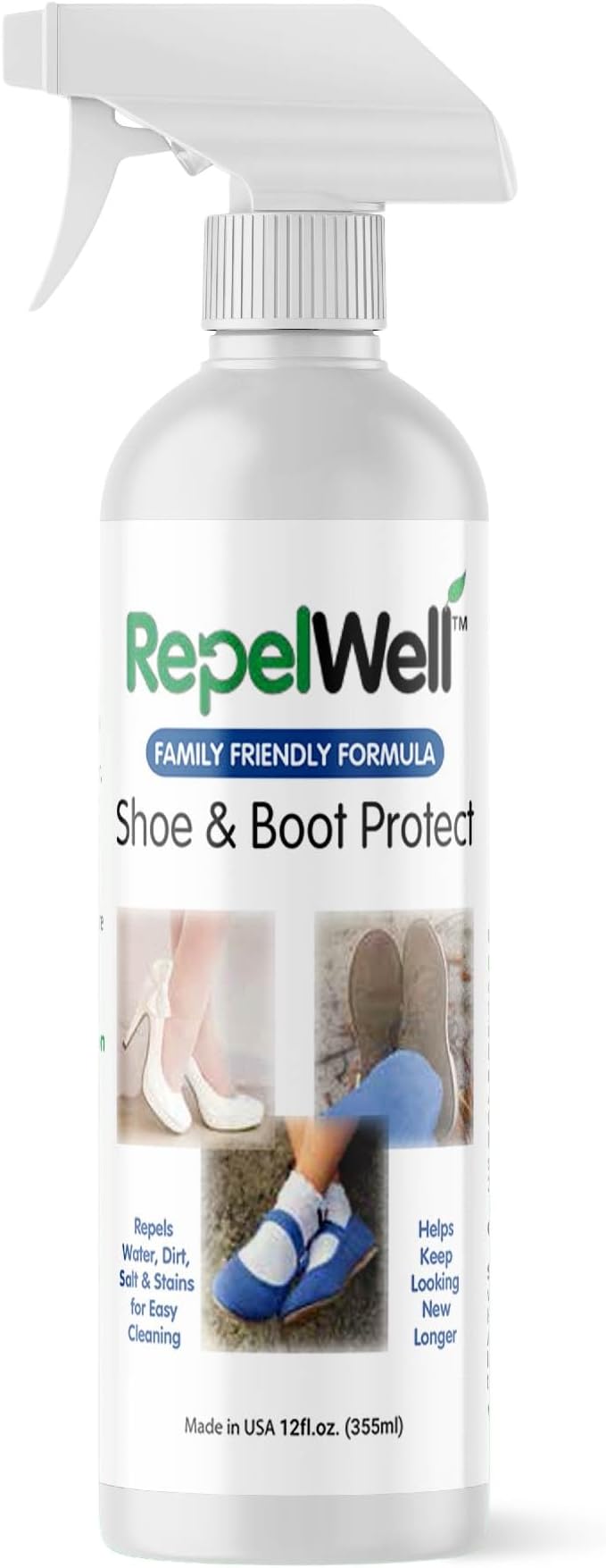 Non Toxic Shoe & Boot Protector Spray, Water & Stain Repellent, 12 oz | Helps repel water, mud, salt, dirt and everyday stains from shoes and boots.