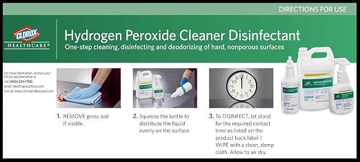 Clorox Healthcare Hydrogen Peroxide Cleaner Disinfectant Refill, Bleach Free, 128 Fluid Ounces (Package May Vary)