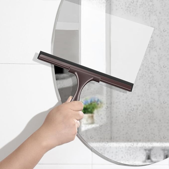 SetSail Shower Squeegee for Glass Doors, 12 Inches, Bronze | All-Purpose Squeegee for Shower Glass Door Stainless Steel Window Squeegee with Hook for Car Windshield