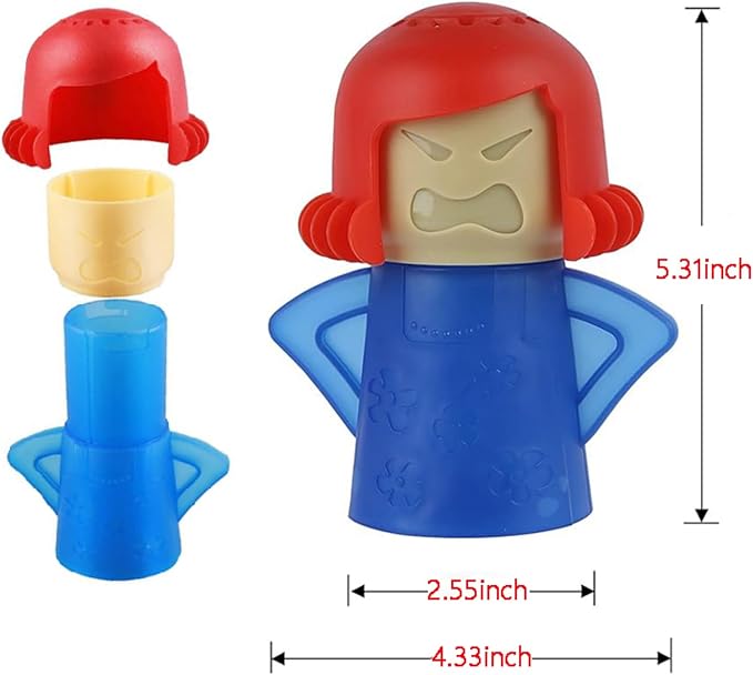 Angry Mama Microwave Cleaner, Reusable Steam Cleaning Tool with Water & Vinegar, Eco-friendly Kitchen Stain Remover Gift