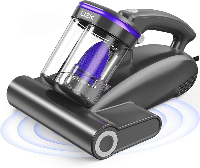 Mattress Vacuum with UV-C Light,16Kpa Bed Vacuum Cleaner for Sofa,Crib | 140°F High Heat, Ultrasonic, Double Dust Cup, Anti-Entanglement Roller, 5m Cord, 500W Motor, for Mattress, Couch, Pet Bed