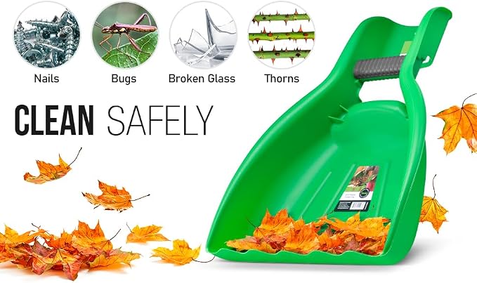 Leaf Collector, Leaf Scoops, Hand Rake for Leaf Picker Upper Gardening Hand Tools, Lawn Cleaning Garden Rake 9 Pair Leaf Scoop, Green Plastic Leaf Grabber, by Superio