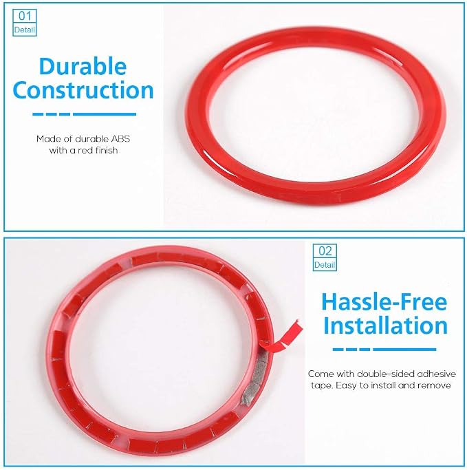 JeCar Interior Trim Kit Dashboard Air Conditioner Vent Ring Interior Accessories Compatible with Jeep Wrangler 2018-2023 JL & 2020-2023 Gladiator JT, Red