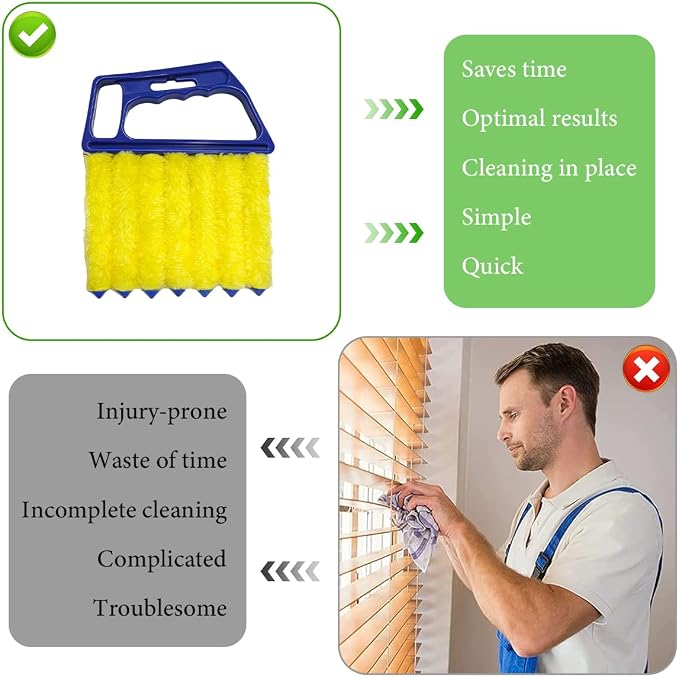 DXNQ Blind Cleaner Duster Tool, Window Venetian Hand-held 7 Finger Dusting Cleaner Brush, Blinds Cleaning Brush Tool for Window Shutters Air Conditioner, Car Accessories (Blue)