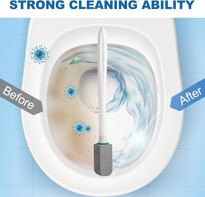 Pumice Stone Toilet Bowl Cleaner with Handle, 1 Wand + 6 Pumice Stones, Clean Hard Water Stains and Rust, Suitable for Toilets, Sinks, and Grills