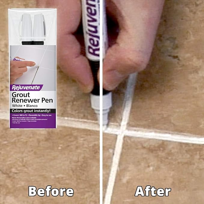 Rejuvenate Grout Deep Cleaner - Cleaning Formula Instantly Removes Years of Dirt Build-Up to Restore Grout to The Original Color (32oz) & White Grout Restorer Marker Pens