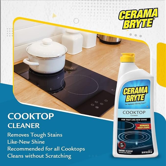 Cerama Bryte Cooktop Cleaner for Glass-Ceramic Surfaces, 18 oz, 2 Pack