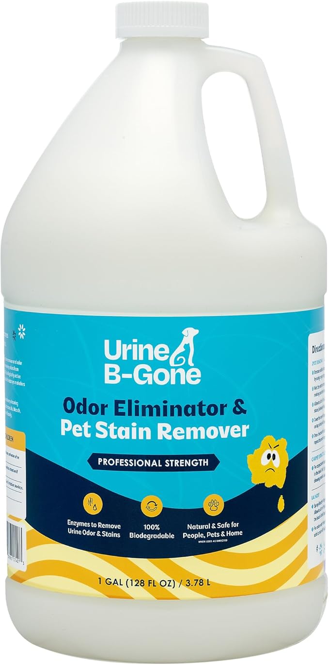 Urine B-Gone, Professional Enzyme Odor Eliminator & Pet Stain Remover, Human, Cat & Dog Urine Cleaner, Effective on Laundry, Carpets & More, Original Scent, 1 Gallon