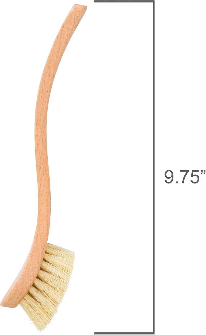 Redecker Dish Brush, Tampico Fiber, Curved Handle – Precision Head for Everyday Cleaning, Made in Germany