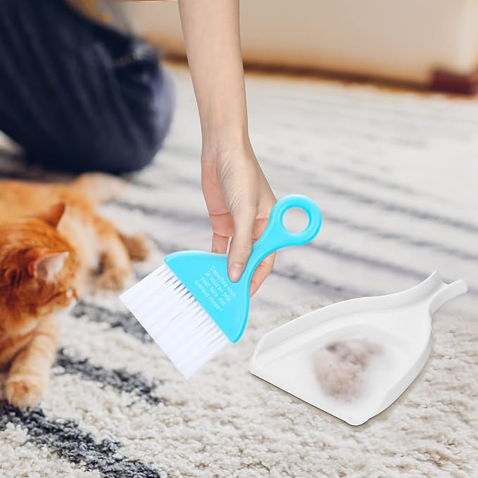 Chengu 3 Pack Mini Dustpan and Brush Set Colorful Small Broom and Dustpan Set Hand Whisk Brooms Tiny Cleaning Brush Table Crumbs Sweep for Desk Keyboard Kitchen Corner Car Sofa Pet Cage Nest Craft