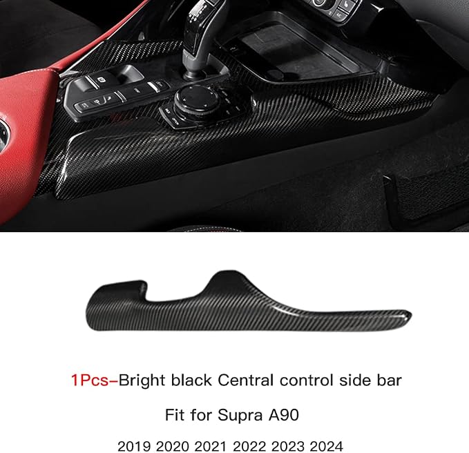 JSWAN Real Carbon Fiber Center Consoles Gear Shift Frame Side Cover Fit for Toyota Supra GR A90 MK5 Gear Shift Panel Trim Sticker Central Control Dashboard Cover