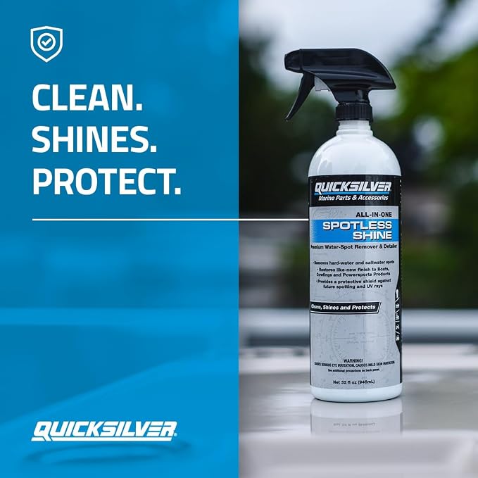Quicksilver Spotless Shine for Marine Boats and Outboard Engines, RV and Powersports, 32 oz.