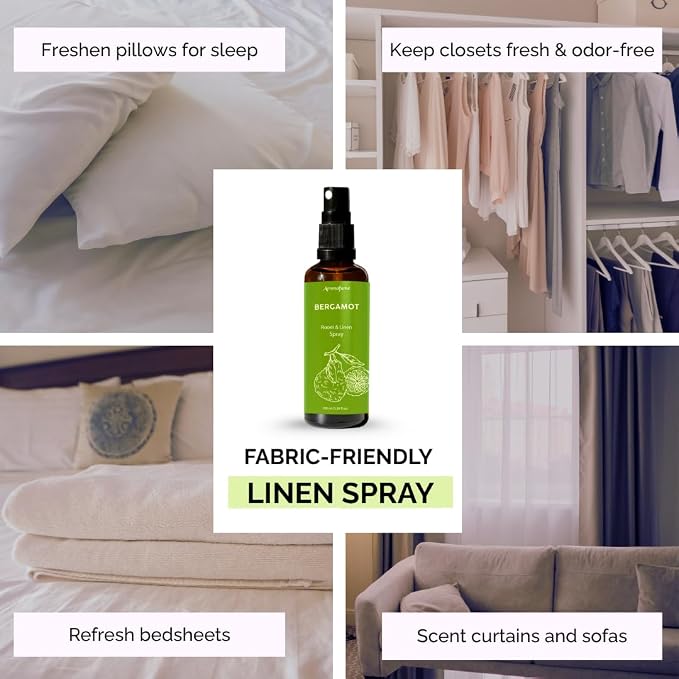 Bergamot Air Freshener Spray for Room, Linen & Pillow 100ml by Aromafume | Made with Pure Bergamot Essential Oil | Aromatherapy Spray to Uplift & Soothe | Mist for Bedding, Fabrics
