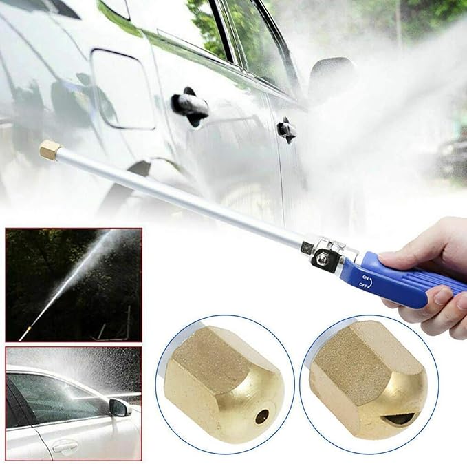 High Pressure Power Washer Attachment Hose Nozzle Wand Lance | Hydro Jet Water Hose Nozzle, ,Watering Sprayer Cleaning Tool, Wand Lance for Gutter Patio Car Pet Window Glass Blue
