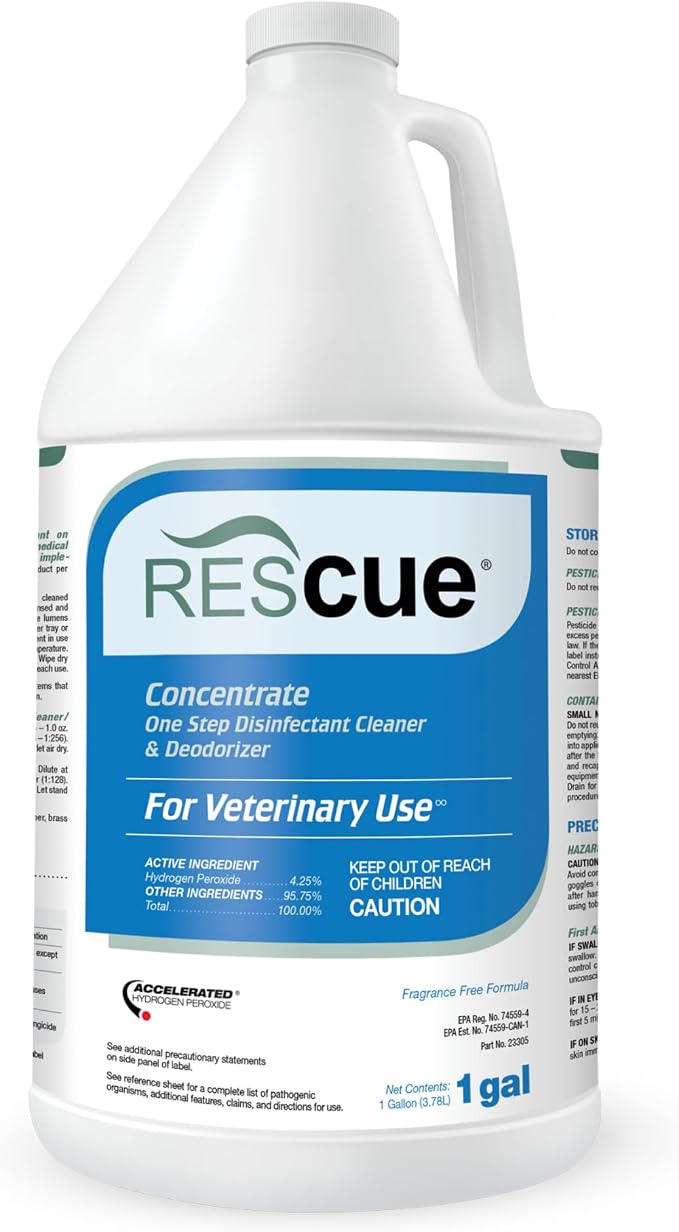 REScue One-Step Disinfectant Cleaner & Deodorizer, For Veterinary Use, Animal Shelters, Pet Foster Homes, Kennels, Litter Box, Concentrate, 1-Gallon