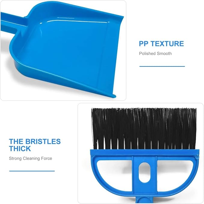 Mini Broom and Dustpan Set Hand Broom & Dust Pan Brush Set | Portable plastic cleaning set for desks, keyboards, tables and small pet cages. Lightweight, space-saving and easy to store.